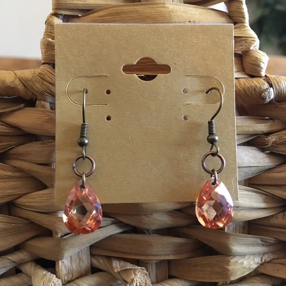 Vintage faceted amber glass stone earrings